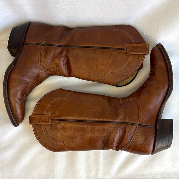 Vintage Tony Lama Cowboy Boots Men\'s 9C Brown Leather Western Style 5084 main image 8